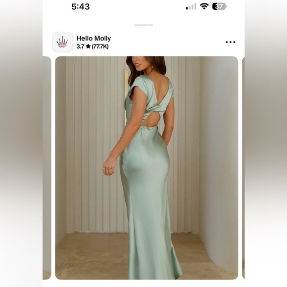 Elegant Sage Satin Maxi Dress - Picture 2 of 7